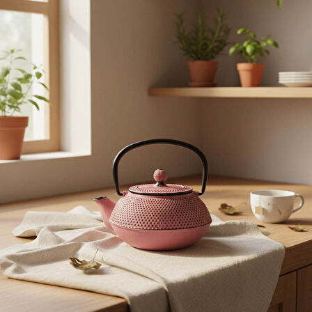 Taşev Linden Sümbül 750 ml Döküm Demlik Pembe