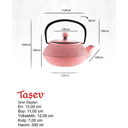 Taşev Linden Sümbül 750 ml Döküm Demlik Pembe