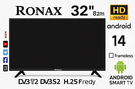 Ronax 32" 82 Ekran Uydu Alıcılı Android Smart LED TV