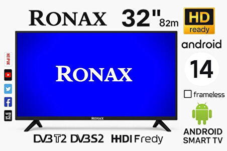 Ronax 32" 82 Ekran Uydu Alıcılı Android Smart LED TV
