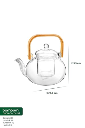 Lear Süzgeçli Cam Demlik 1000ml