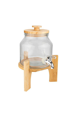 Bambum Fuente - Ahşap Kapak ve Bambu Standlı Cam Sebil 1.5L