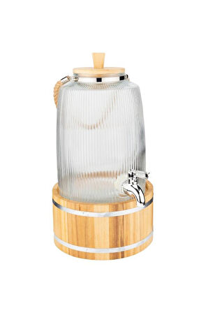 Bambum Melo - Bambu Kapak ve Ahşap Standlı Cam Sebil 3L