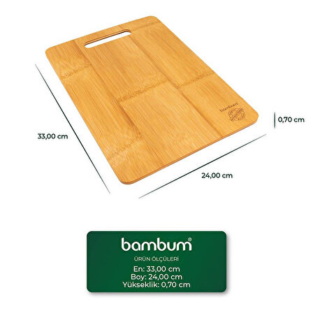 Bambum Plank Büyük Kesme ve Steak Tahtası Açık Kahverengi
