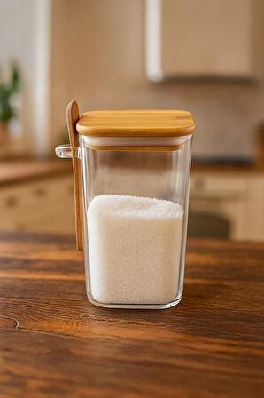 Bambum Spicy - Kaşıklı Cam Saklama Kabı 15cm