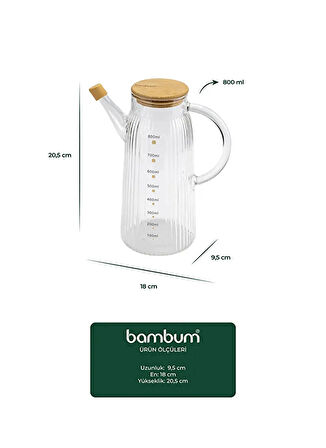 Bambum Cam Sürahi Hydro - Bambu Kapaklı Cam Sürahi