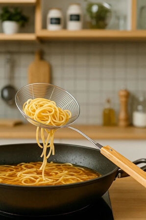 Bambum Ladle - Bambu Saplı Tel Kevgir 18cm