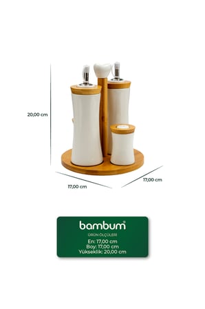 Fiago Bambu Standlı Yağlık Sirkelik Tuzluk Ve Biberlik