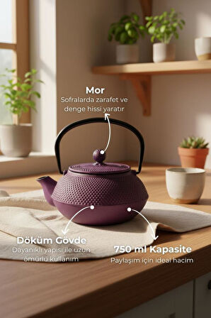 Bambum Linden - Sümbül Döküm Demlik 750 Ml Mor