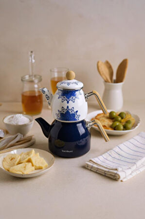 Bambum Unique - Bambu Kulplu Çaydanlık Takımı Lacivert