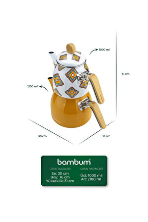 Bambum Unique - Bambu Kulplu Çaydanlık Takımı Hardal