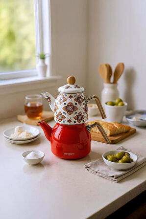 Bambum Unique - Bambu Kulplu Çaydanlık Takımı Turuncu