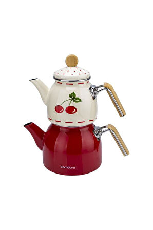 Bambum Unique - Bambu Kulplu Çaydanlık Takımı Cherry