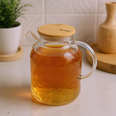 Bambum Juliet Bambu Kapaklı Cam Demlik 1800ml