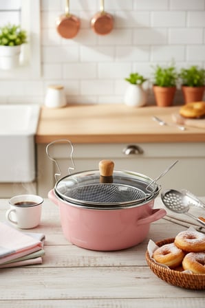 Kızartma Tenceresi Seker Pembe 22 cm