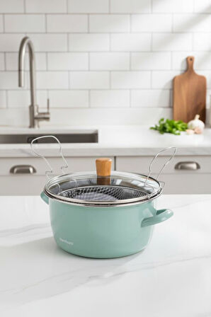 Bambum Nostalji - Kızartma Tenceresi Açık Yeşil 22 cm