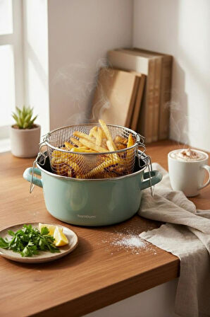 Bambum Nostalji - Kızartma Tenceresi Açık Yeşil 22 cm