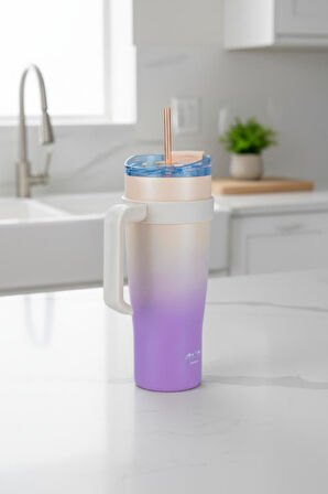 Bambum Horizon - Pipetli Termos Bardak Pembe 1000ml