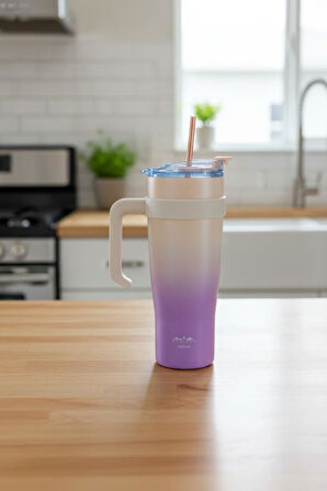 Bambum Horizon - Pipetli Termos Bardak Pembe 1000ml