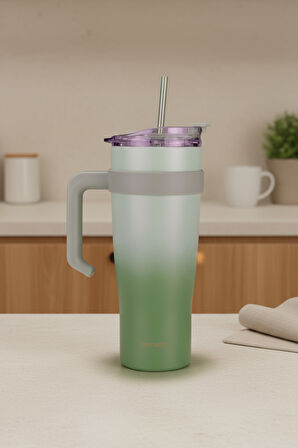 Bernardo Alto Pipetli Termos Bardak Yeşil 1000ml
