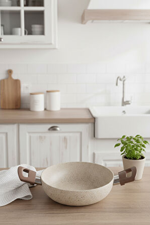 Bernardo Marcel 13 Parça Granit Tencere Seti Krem