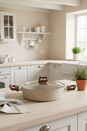 Bernardo Marcel 13 Parça Granit Tencere Seti Krem