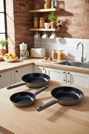 Bernardo Chef Seramik Döküm 3 Parça Tava Seti Gri