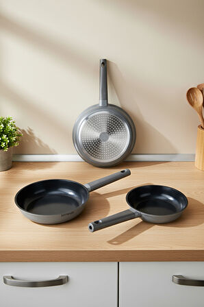 Bernardo Chef Seramik Döküm 3 Parça Tava Seti Gri