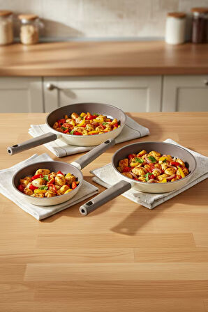 Bernardo Chef Döküm 3 Parça Tava Seti Krem