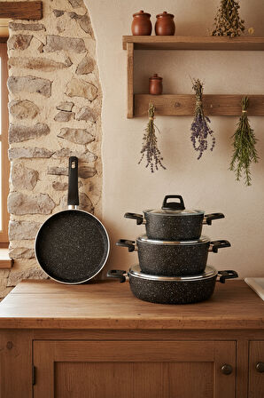 Bernardo Vormi 7 Parça Tencere Seti Siyah