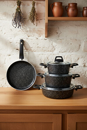 Bernardo Vormi 7 Parça Tencere Seti Siyah