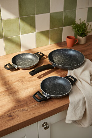 Bernardo Athelas 3 Parça Tava ve Sahan Seti Gri