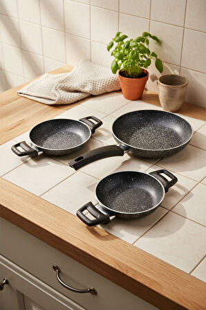 Bernardo Athelas 3 Parça Tava ve Sahan Seti Gri