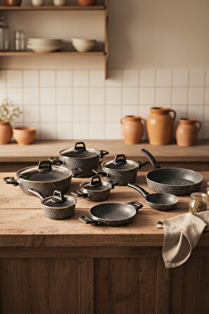 Bernardo Anita 13 Parça Tencere Seti Gri