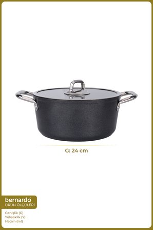 Bernardo Prime Stone Derin Tencere Siyah 24cm