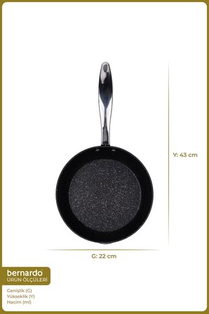 Bernardo Chef Line Granit Tava Siyah 22cm