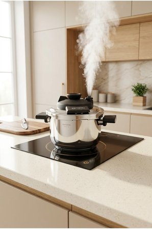 Bernardo Smart Cook 2'li 4-6L İndüksiyon Tabanlı Düdüklü Tencere Seti Siyah