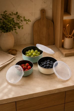 Bambum Lumino 3 lü Emaye Saklama Kabı Yeşil B7691 300+700+1000ML