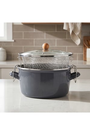 Bambum Lumino Emaye Kızartma Tencere 22 Cm Gri B7694
