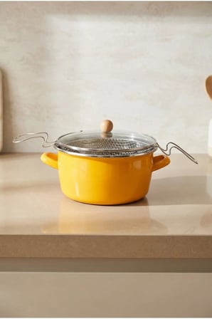 Bambum Lumino Emaye Kızartma Tencere 22 Cm Hardal B7699