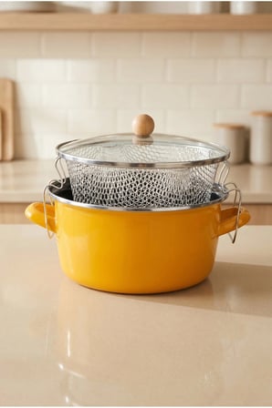 Bambum Lumino Emaye Kızartma Tencere 22 Cm Hardal B7699