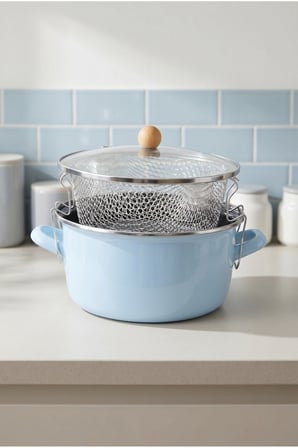 Bambum Lumino Emaye Kızartma Tencere 22 Cm Mavi B7694