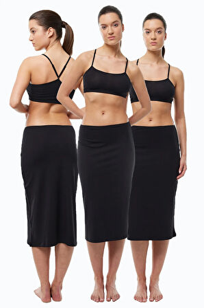 Kadın 3 lü Ten Rengi Tam Boy Uzun Etek Astarı Modal Jüpon 3M1061