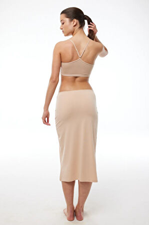 Kadın 3 lü Ten Rengi Tam Boy Uzun Etek Astarı Modal Jüpon 3M1061