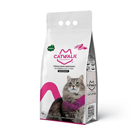 Catwalk Bentonit Bebek Pudralı Topaklanan Kedi Kumu (2 x10 lt)