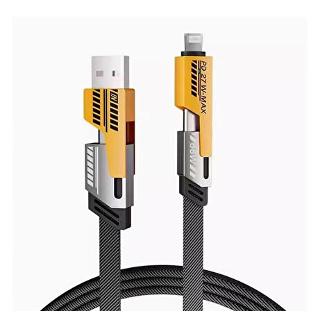 4 in 1 USB+C Type C to Lightning Şarj Kablosu, Metal Başlık Sağlam Kopmaz Kablo 100 W PD Hızlı Şarj IOS TypeC USB iPhone