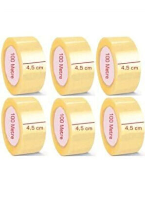 6 Adet 100 Metre Akrilik Koli Bandı 45mm×100mt Güçlü Koli Bantı