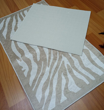 2Lİ BANYO SETİ BASKILI ZEBRA BEJ