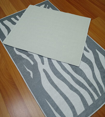 2Lİ BANYO SETİ BASKILI ZEBRA GRİ