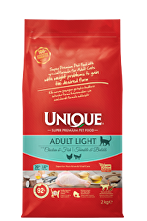 Unique Adult Ligth Tavuklu ve Balıklı 2 kg (Yetişkin Kedi Maması)